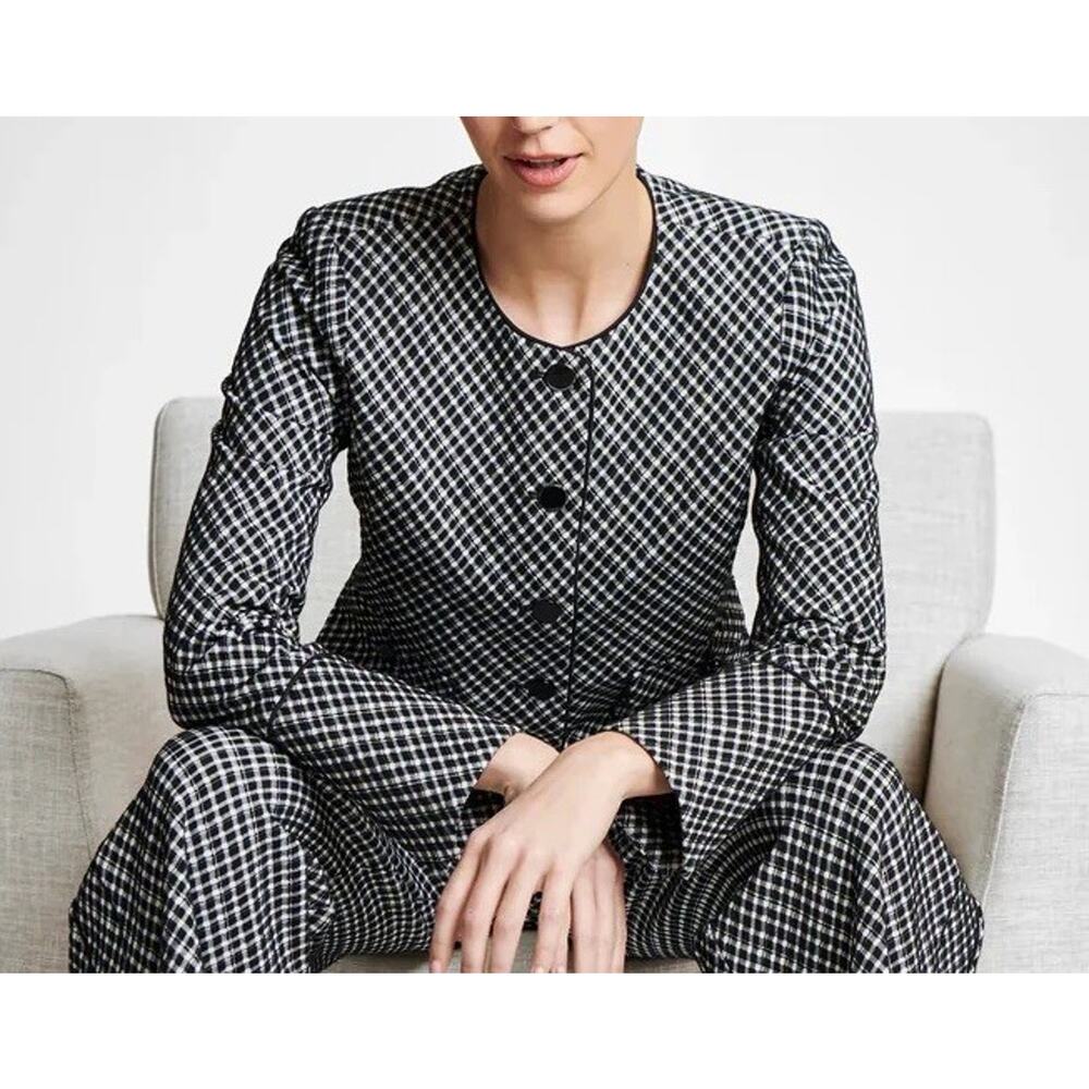 NEW SPANX Women’s PONTE Lady Jacket Jacquard Plaid Cropped Blazer Black Large - Picture 14 of 14